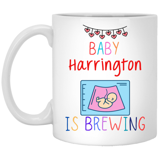 BABY BREWING - CUSTOMIZED WITH BABY NAME OR LAST NAME - 11oz White Mug CustomCat