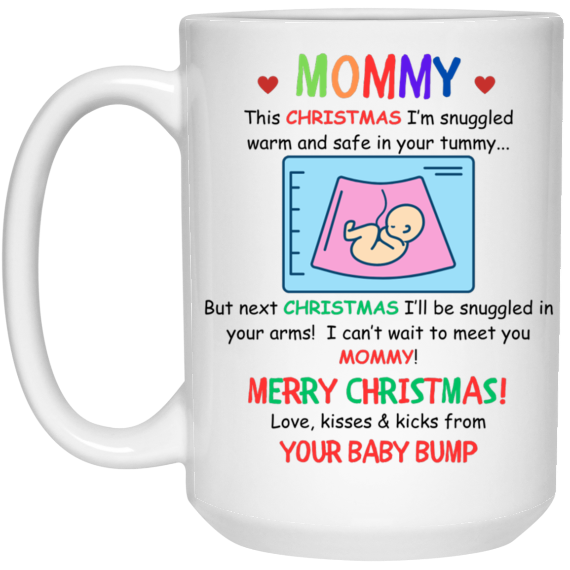 This CHRISTMAS I’m snuggled warm and safe in your tummy... (1) 21504 15oz White Mug CustomCat