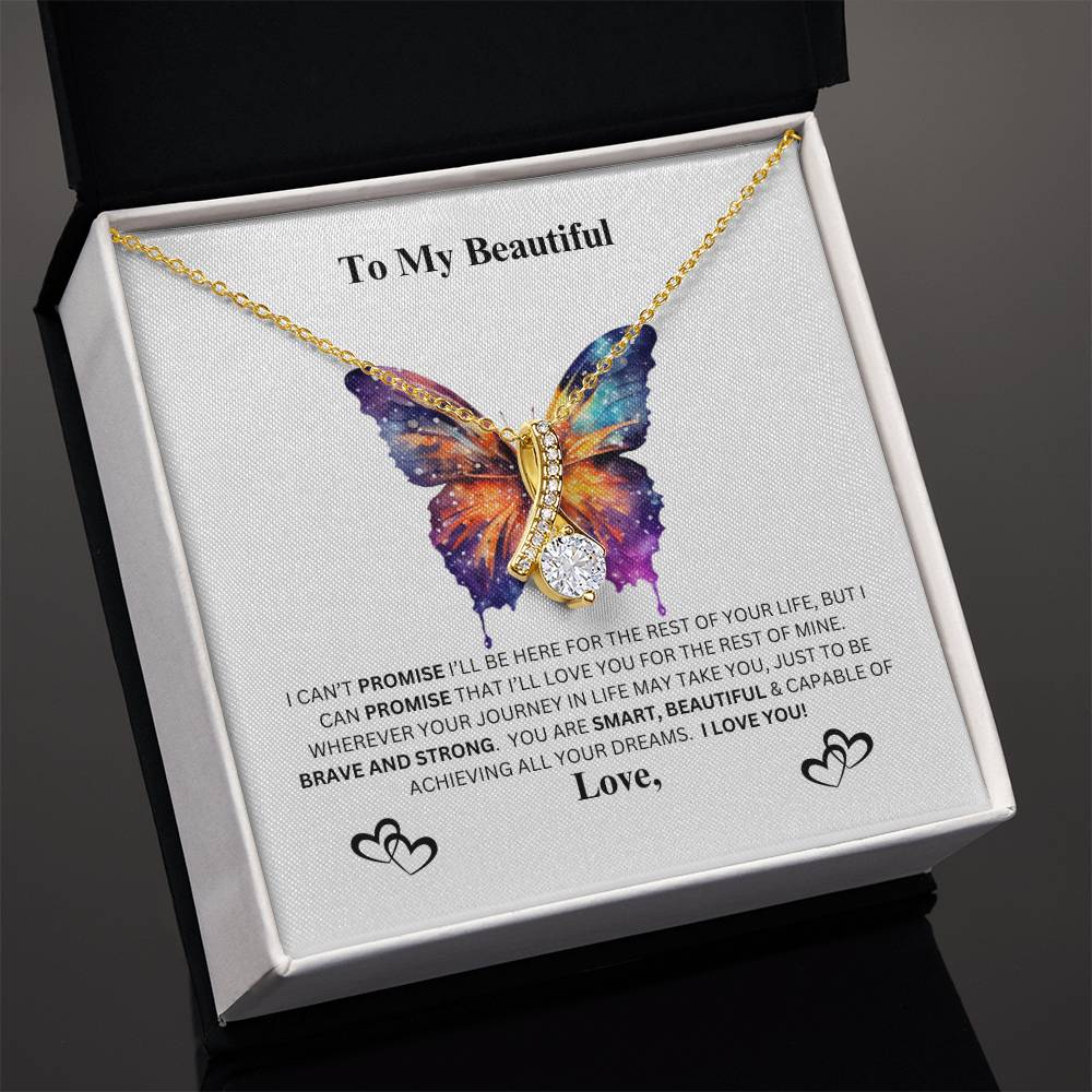 Beautiful Allure Necklace with Butterfly Customizable Name Message Card ShineOn Fulfillment