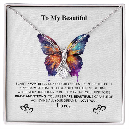 Beautiful Allure Necklace with Butterfly Customizable Name Message Card ShineOn Fulfillment