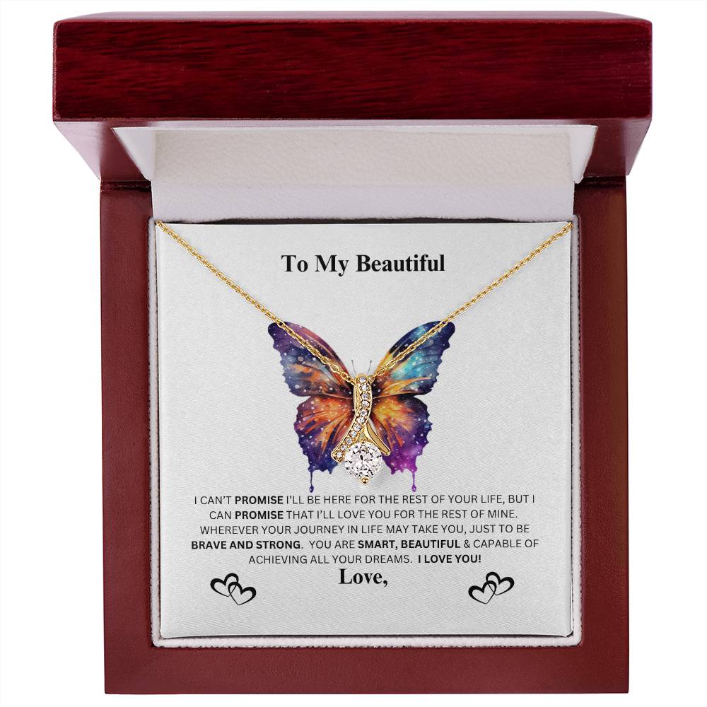 Beautiful Allure Necklace with Butterfly Customizable Name Message Card ShineOn Fulfillment