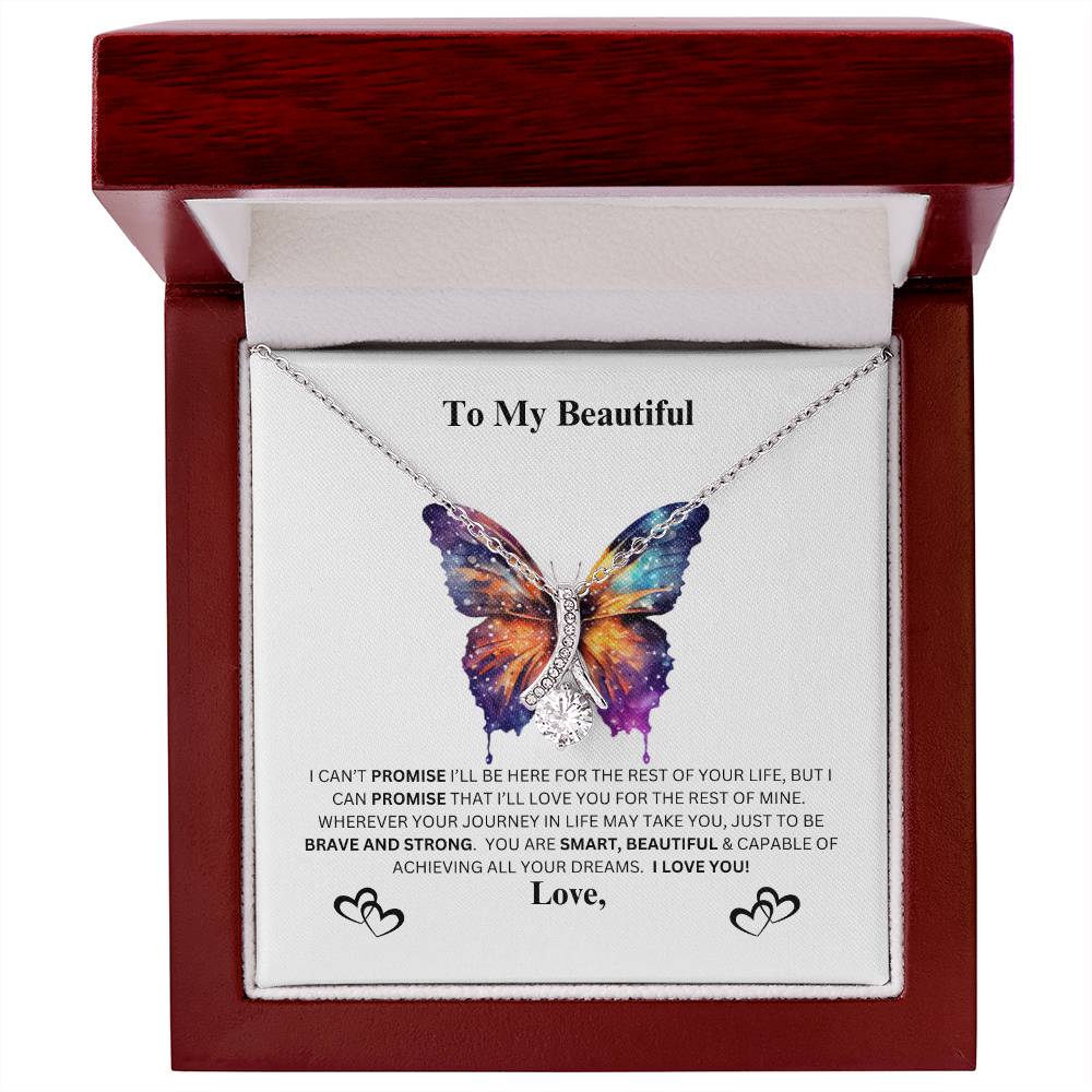 Beautiful Allure Necklace with Butterfly Customizable Name Message Card ShineOn Fulfillment