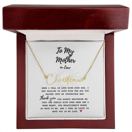 Mother-In-Law Necklace with Personalized Signature Name ShineOn Fulfillment